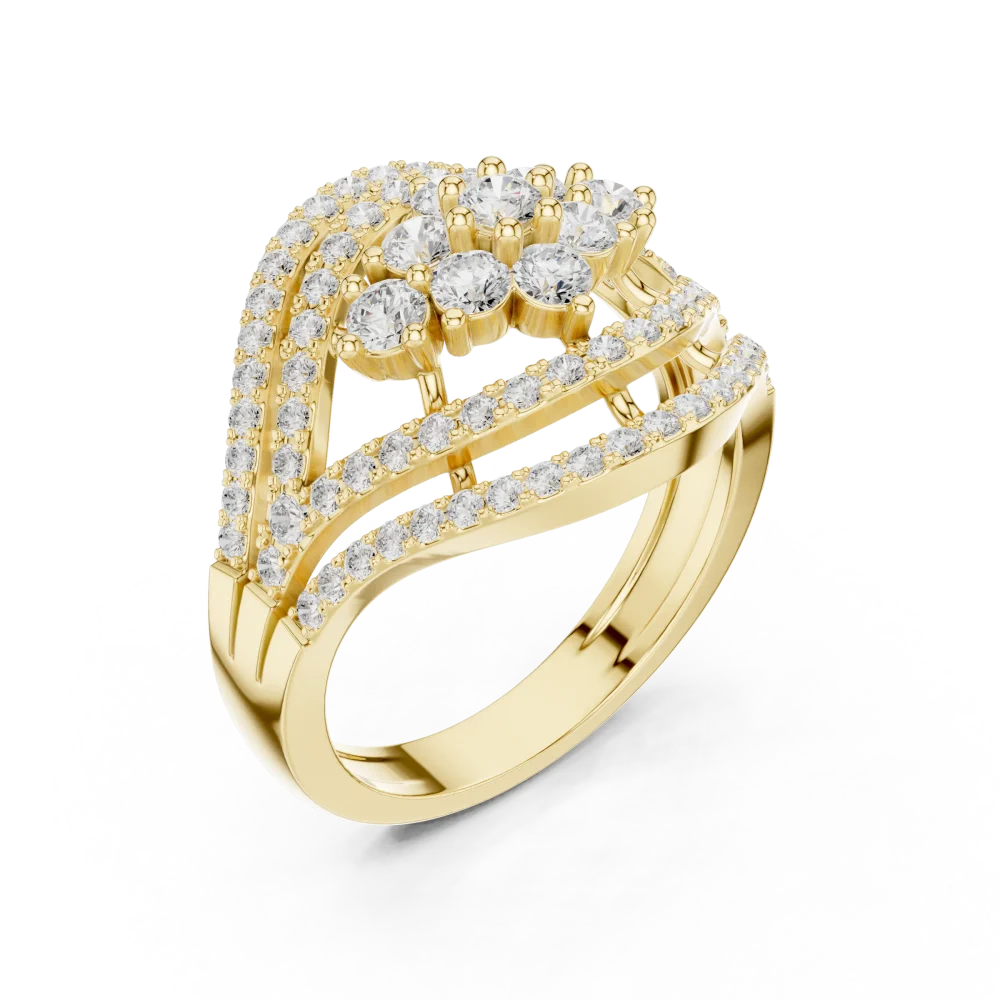 Adorn your hand with this architectural pavé-set band, featuring brilliant-cut DIAMEUR diamonds. Elevate your jewelry collection today.