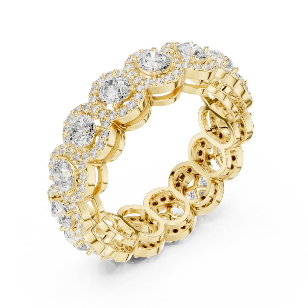 Discover the Infinite Radiance Pavé Band, featuring brilliant-cut DIAMEUR diamonds. Elevate your style with this timeless, sustainable luxury piece.
