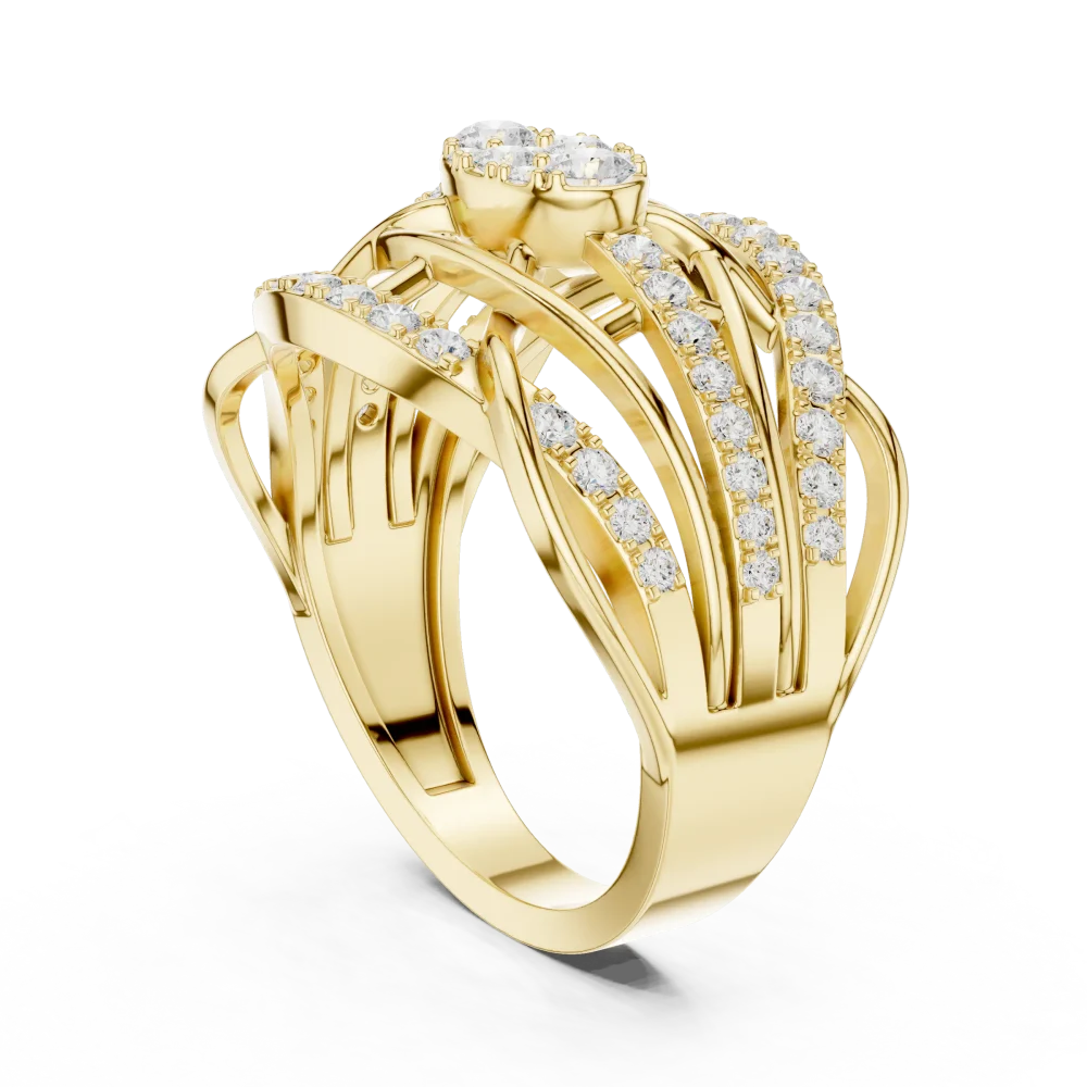 Infinite Weave Round Brilliant Multi-Row Statement Ring - Image 3
