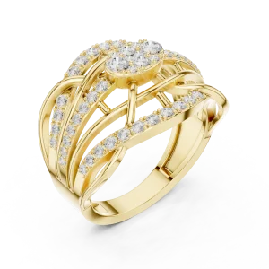 Infinite Weave Round Brilliant Multi-Row Statement Ring