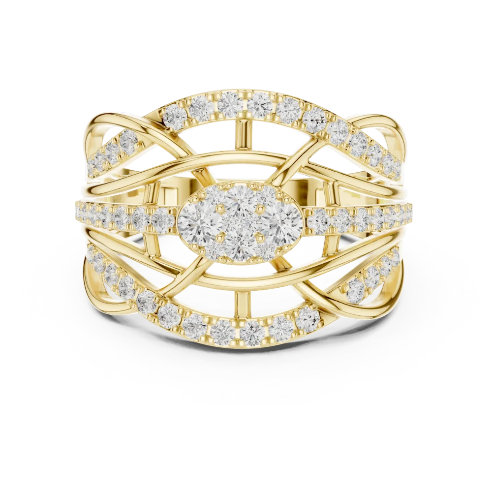 Infinite Weave Round Brilliant Multi-Row Statement Ring - Image 2