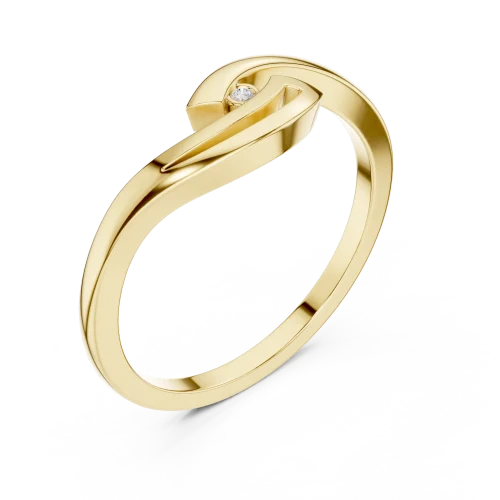 Fluid Motion Round Brilliant Accent Ring