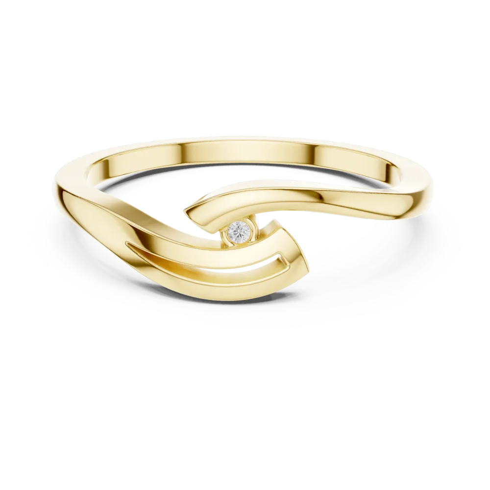 Fluid Motion Round Brilliant Accent Ring - Image 2