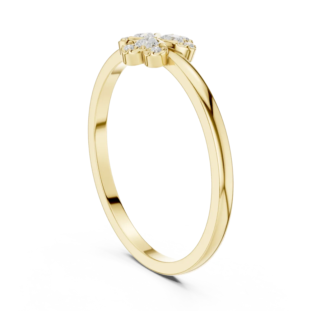 Petite Floral Cluster Brilliant-Cut Diamond Ring - Image 3