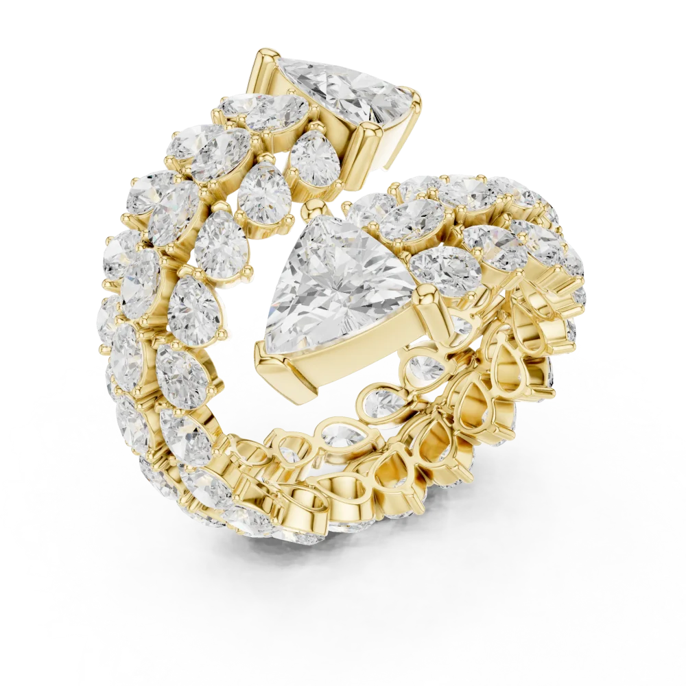 Embrace unparalleled luxury with this architectural Solitaire ring, featuring brilliant-cut DIAMEUR diamonds. Elevate your collection with this piece today.