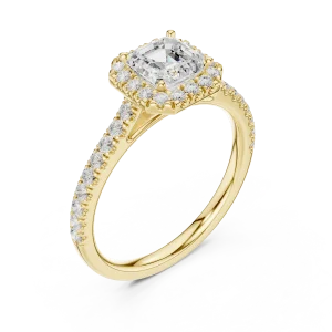 Ethereal Emerald-Cut Halo Solitaire Engagement Ring