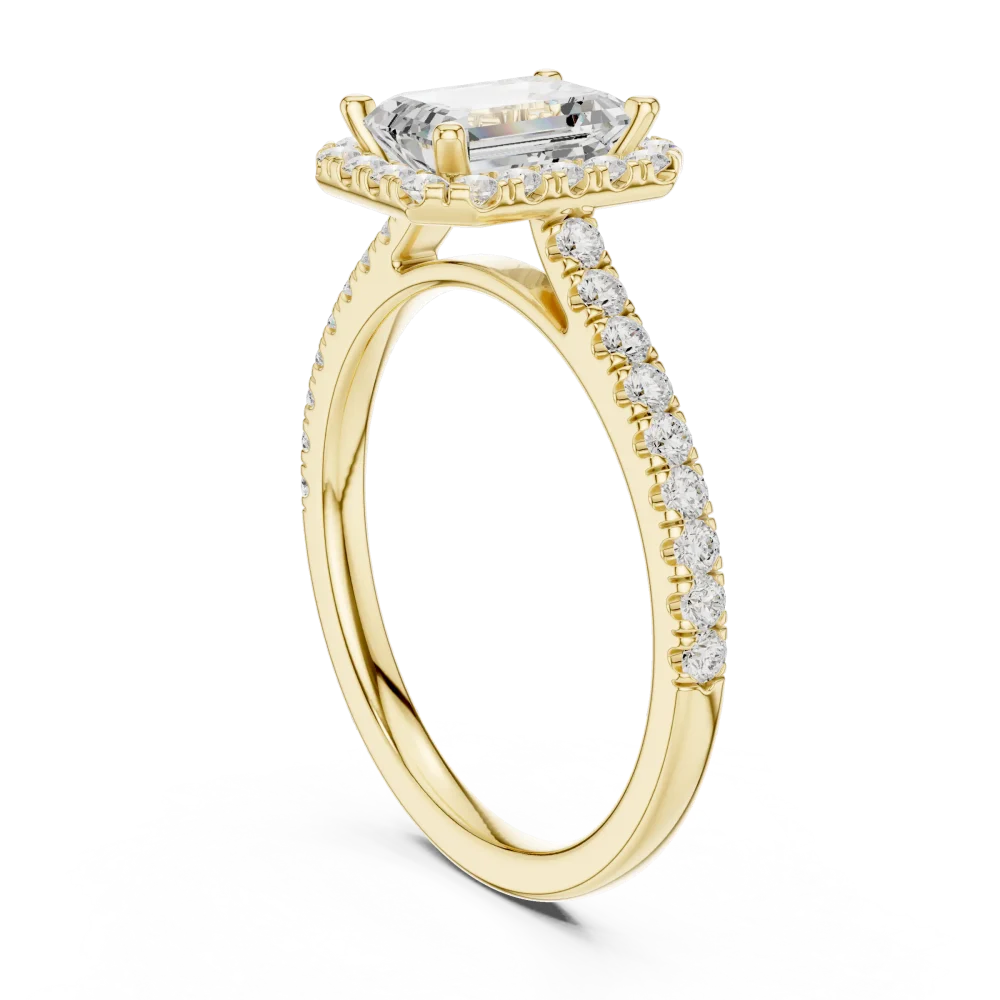 Luminary Emerald Cut Halo Pavé-Set Diamond Ring - Image 3
