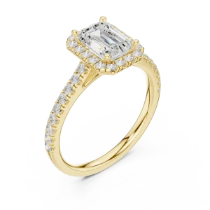 Luminary Emerald Cut Halo Pavé-Set Diamond Ring