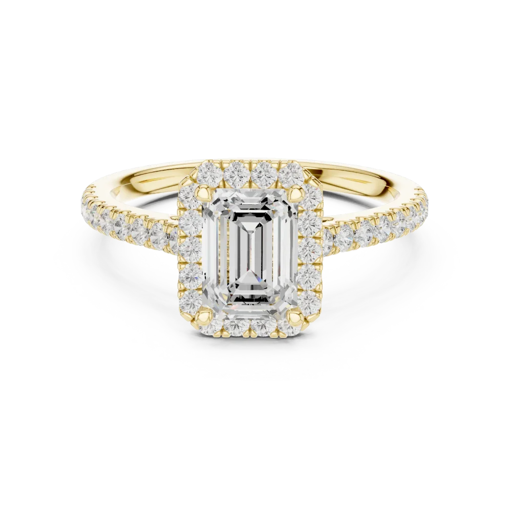 Luminary Emerald Cut Halo Pavé-Set Diamond Ring - Image 2