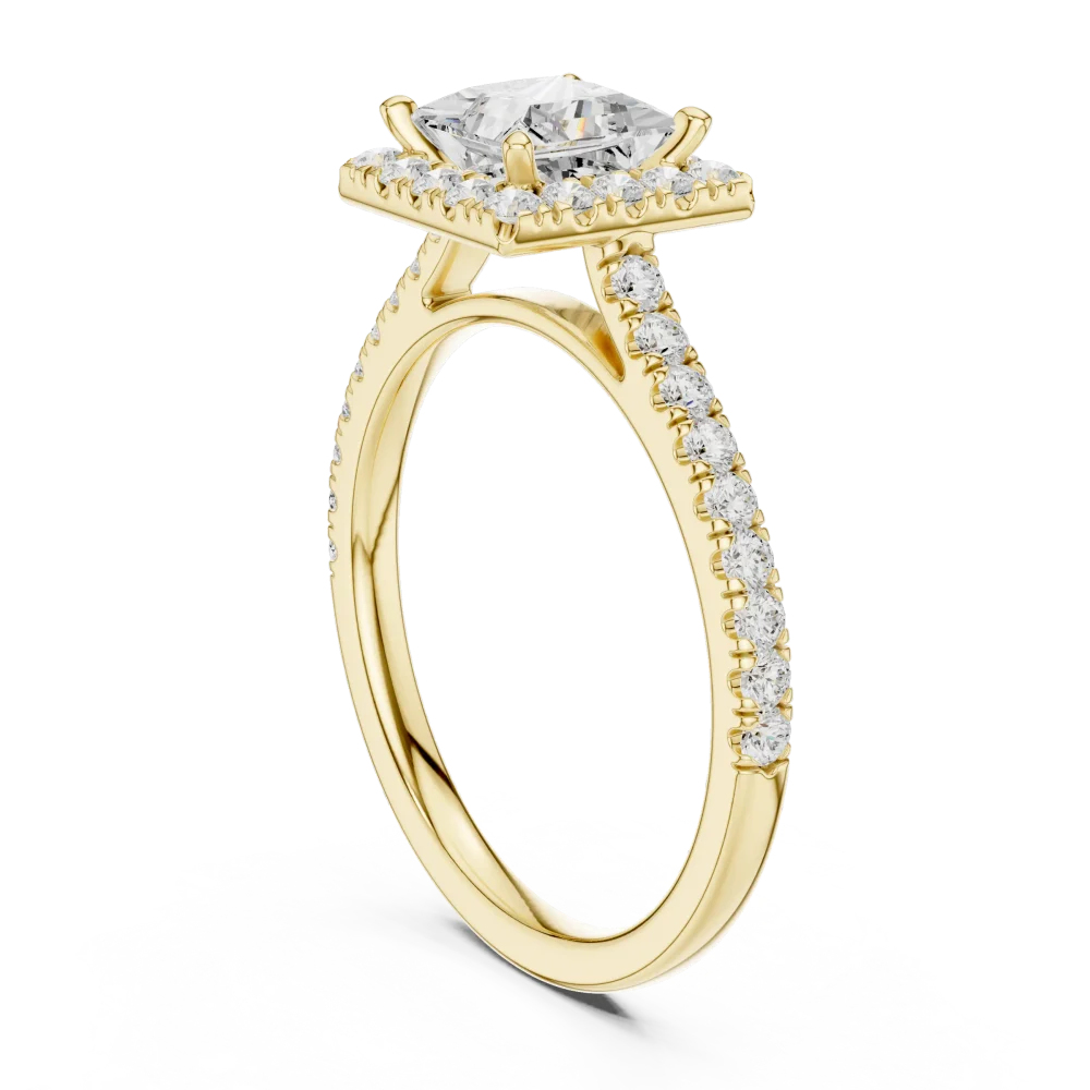 Ethereal Princess Solitaire Halo Pavé Engagement Ring - Image 3