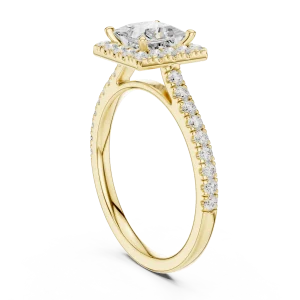 Ethereal Princess Solitaire Halo Pavé Engagement Ring - Image 3
