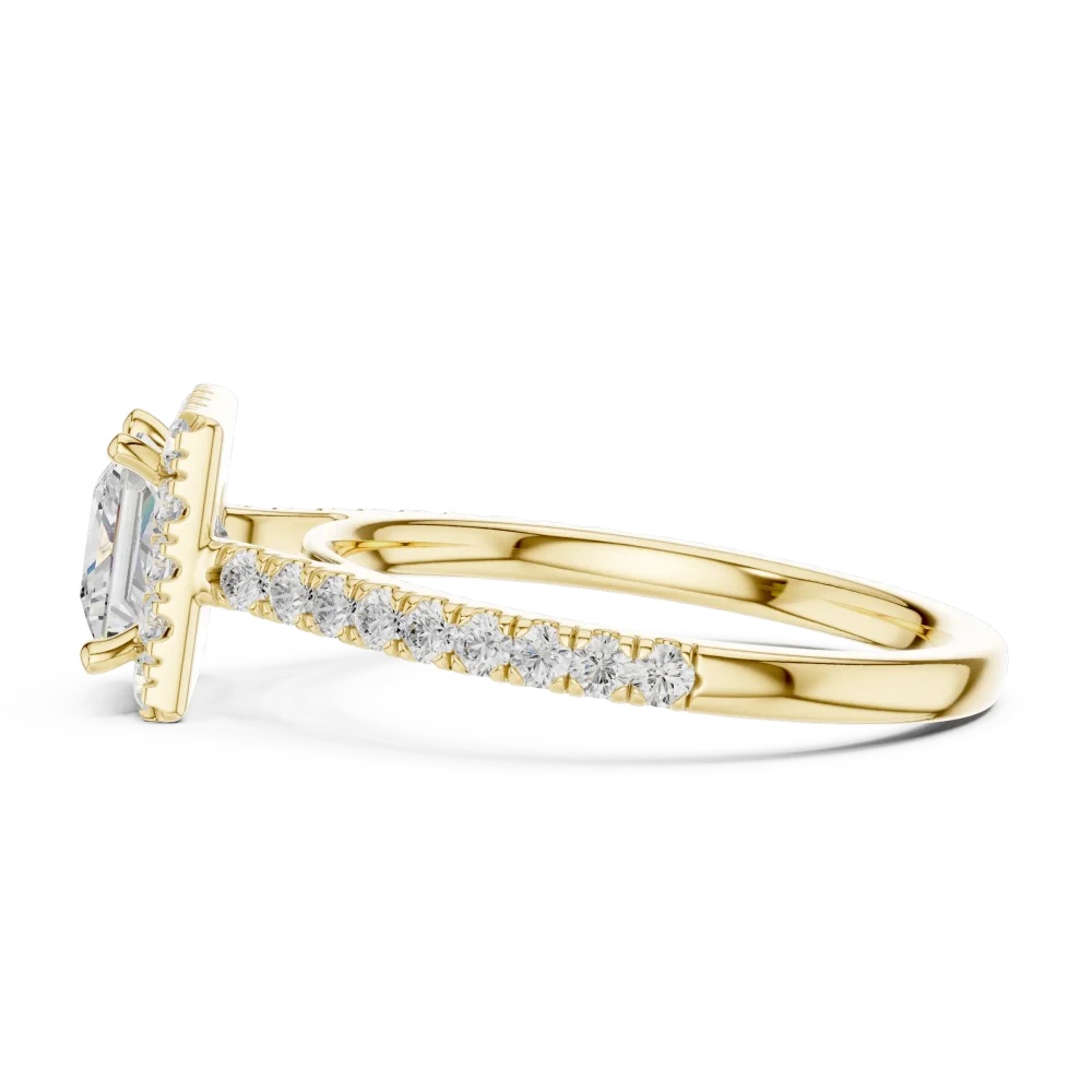 Ethereal Princess Solitaire Halo Pavé Engagement Ring - Image 4