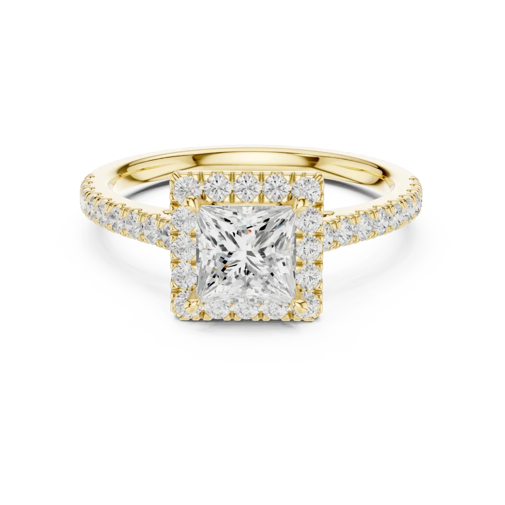 Ethereal Princess Solitaire Halo Pavé Engagement Ring - Image 2