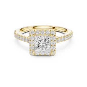 Ethereal Princess Solitaire Halo Pavé Engagement Ring - Image 2