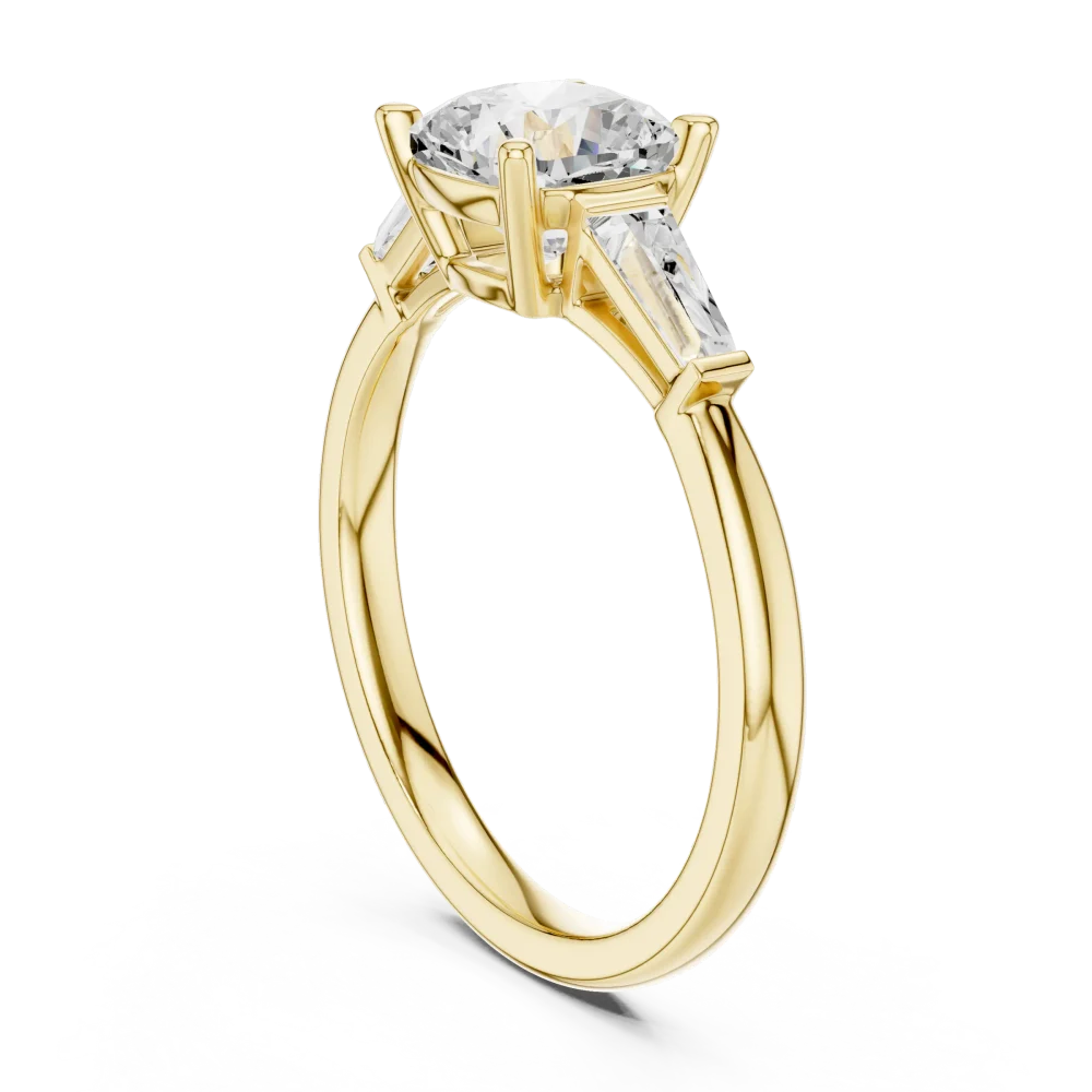 Luminary Cushion Cut Solitaire Ring with Tapered Baguettes - Image 3