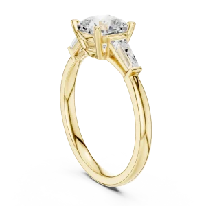 Luminary Cushion Cut Solitaire Ring with Tapered Baguettes - Image 3