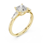 Luminary Cushion Cut Solitaire Ring with Tapered Baguettes