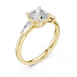Luminary Cushion Cut Solitaire Ring with Tapered Baguettes