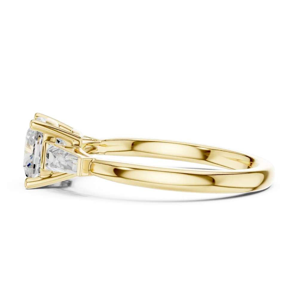 Luminary Cushion Cut Solitaire Ring with Tapered Baguettes - Image 4