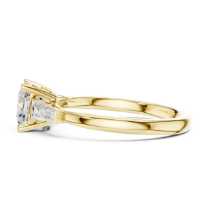 Luminary Cushion Cut Solitaire Ring with Tapered Baguettes - Image 4