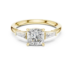 Luminary Cushion Cut Solitaire Ring with Tapered Baguettes - Image 2