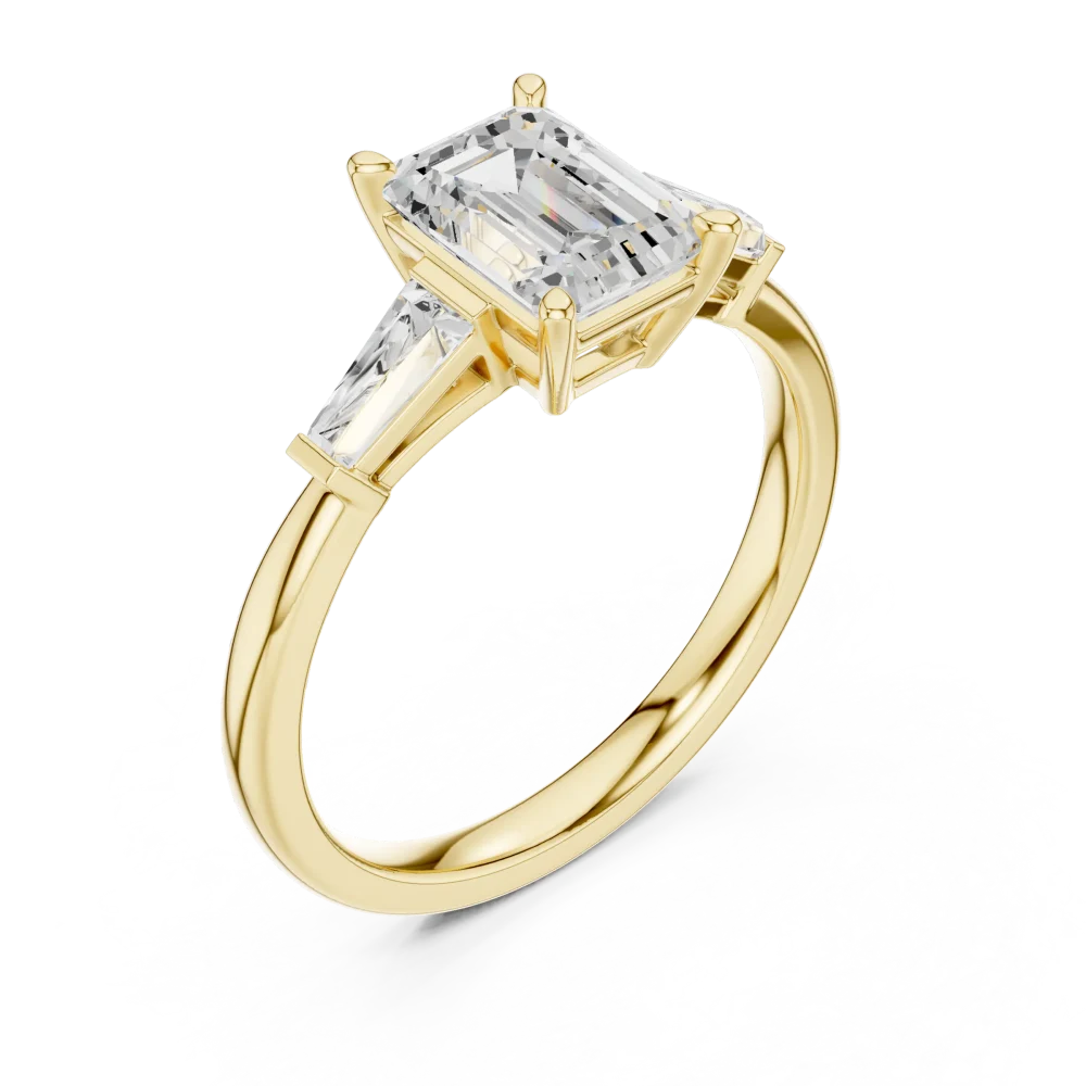 Experience the ethereal beauty of our Emerald Cut Solitaire engagement ring. Featuring DIAMEUR diamonds, it is the ultimate symbol of modern luxury. Shop now.