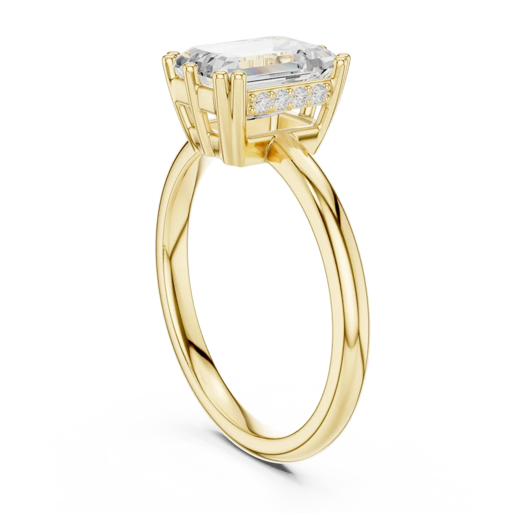 Ethereal Emerald Cut Hidden Halo Solitaire Ring - Image 3