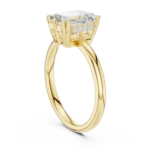 Ethereal Emerald Cut Hidden Halo Solitaire Ring - Image 3