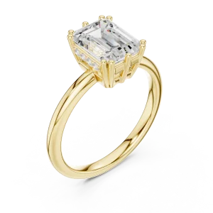 Ethereal Emerald Cut Hidden Halo Solitaire Ring