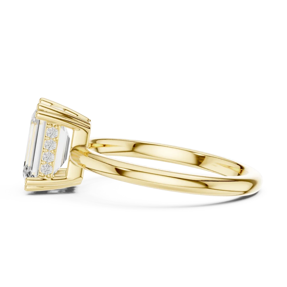 Ethereal Emerald Cut Hidden Halo Solitaire Ring - Image 4
