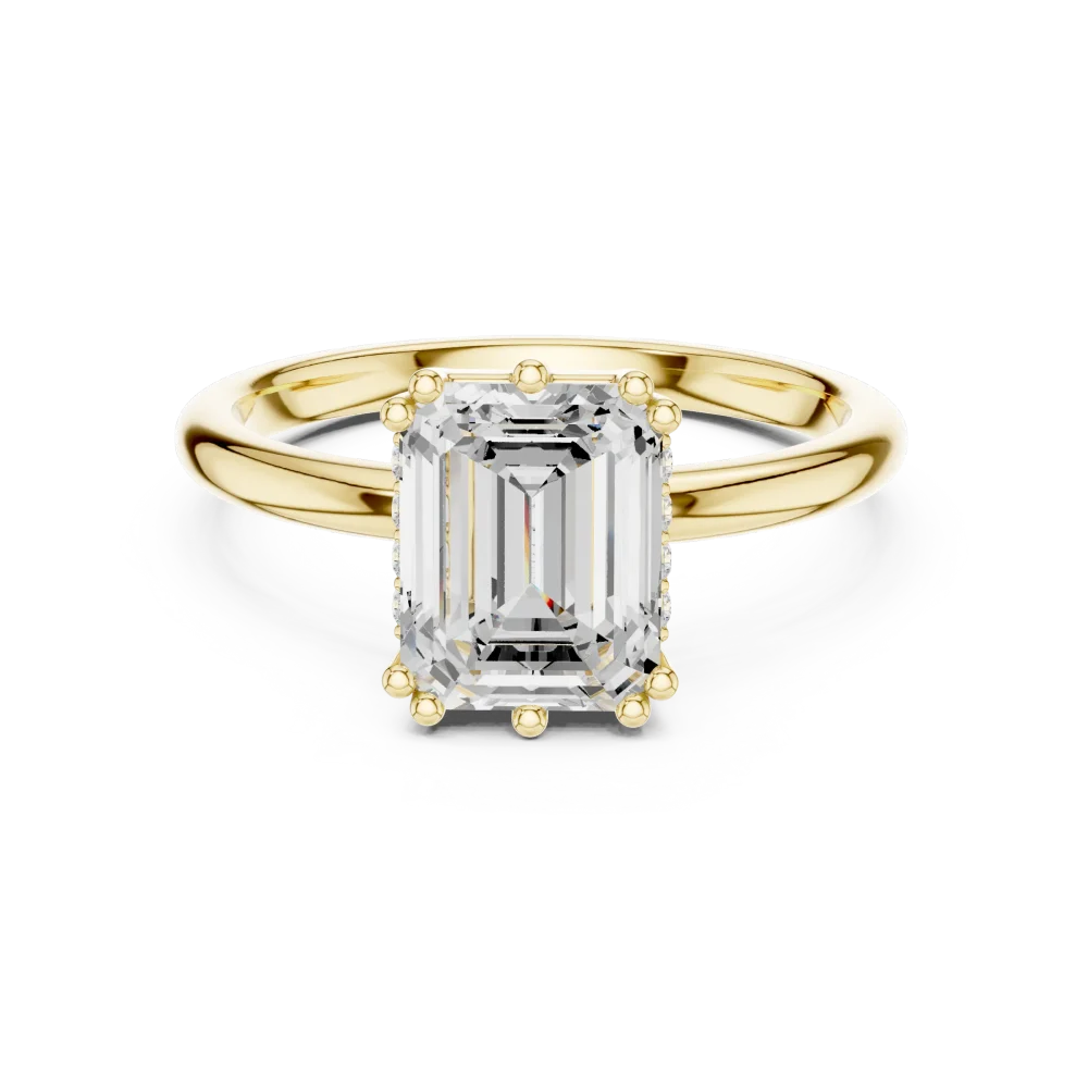 Ethereal Emerald Cut Hidden Halo Solitaire Ring - Image 2
