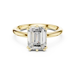 Ethereal Emerald Cut Hidden Halo Solitaire Ring - Image 2