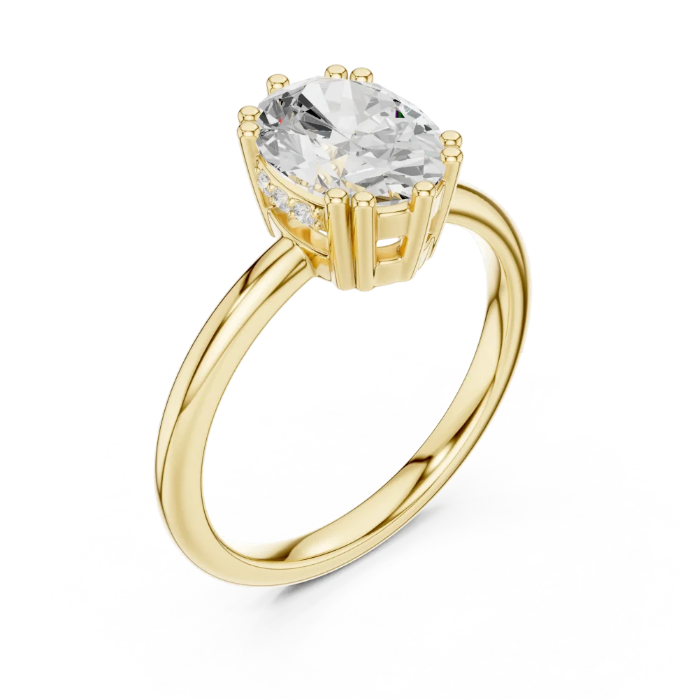 Discover the radiant beauty of our oval-cut DIAMEUR lab-grown diamond ring. Featuring a sleek hidden halo, it is the ultimate choice for modern luxury. Shop now.