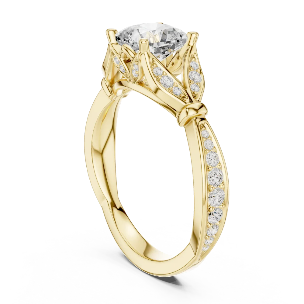 Luminary Cushion Cut Solitaire Architectural Pavé Ring - Image 3