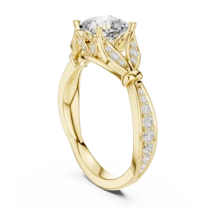 Luminary Cushion Cut Solitaire Architectural Pavé Ring - Image 3