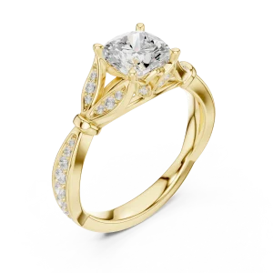 Luminary Cushion Cut Solitaire Architectural Pavé Ring
