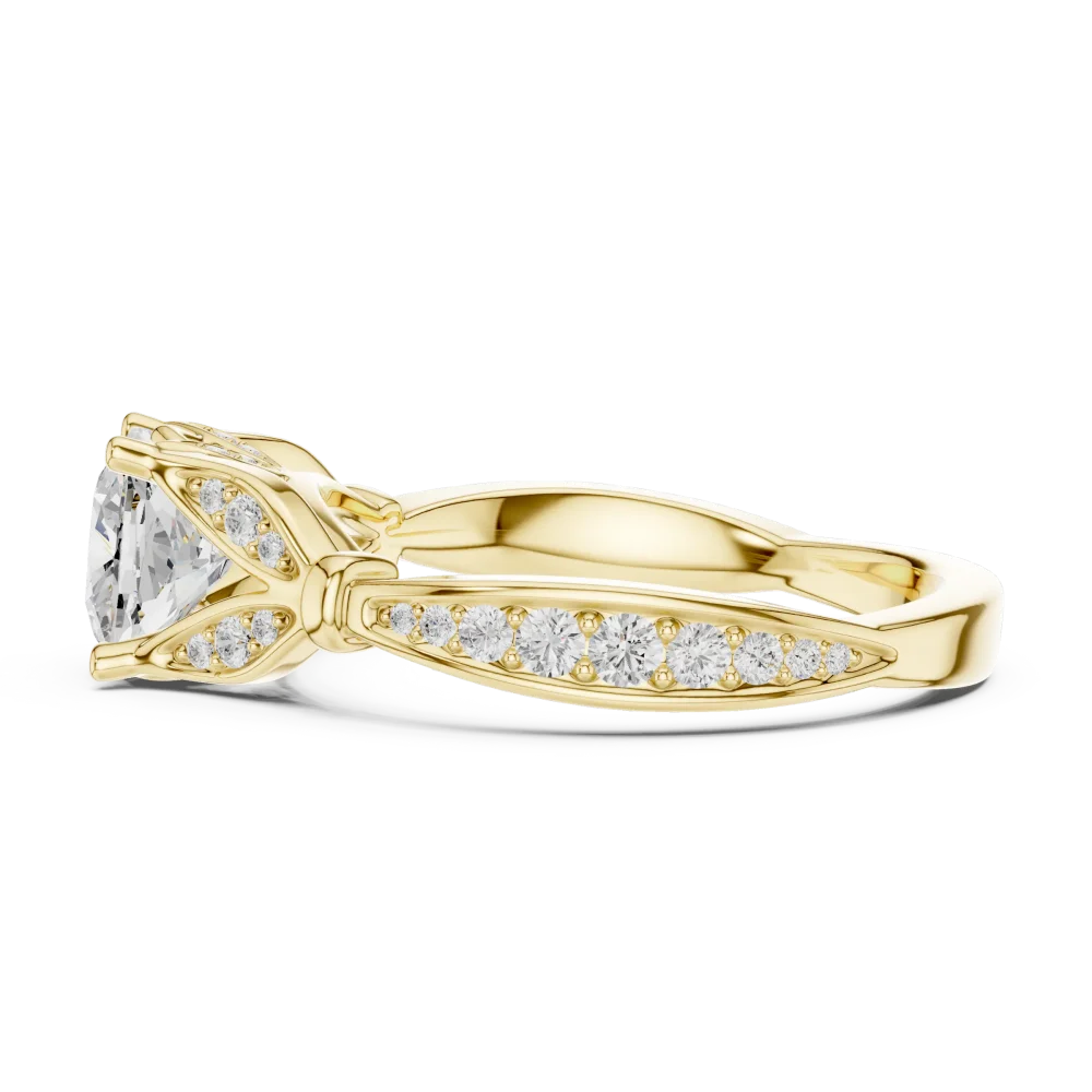 Luminary Cushion Cut Solitaire Architectural Pavé Ring - Image 4