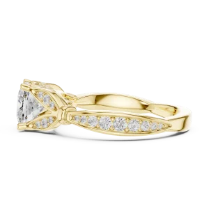 Luminary Cushion Cut Solitaire Architectural Pavé Ring - Image 4