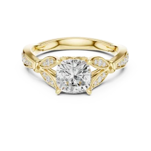 Luminary Cushion Cut Solitaire Architectural Pavé Ring - Image 2