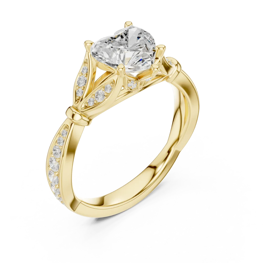 Discover the radiant beauty of this heart Solitaire engagement ring, featuring shimmering DIAMEUR diamonds. Elevate your collection with true luxury.