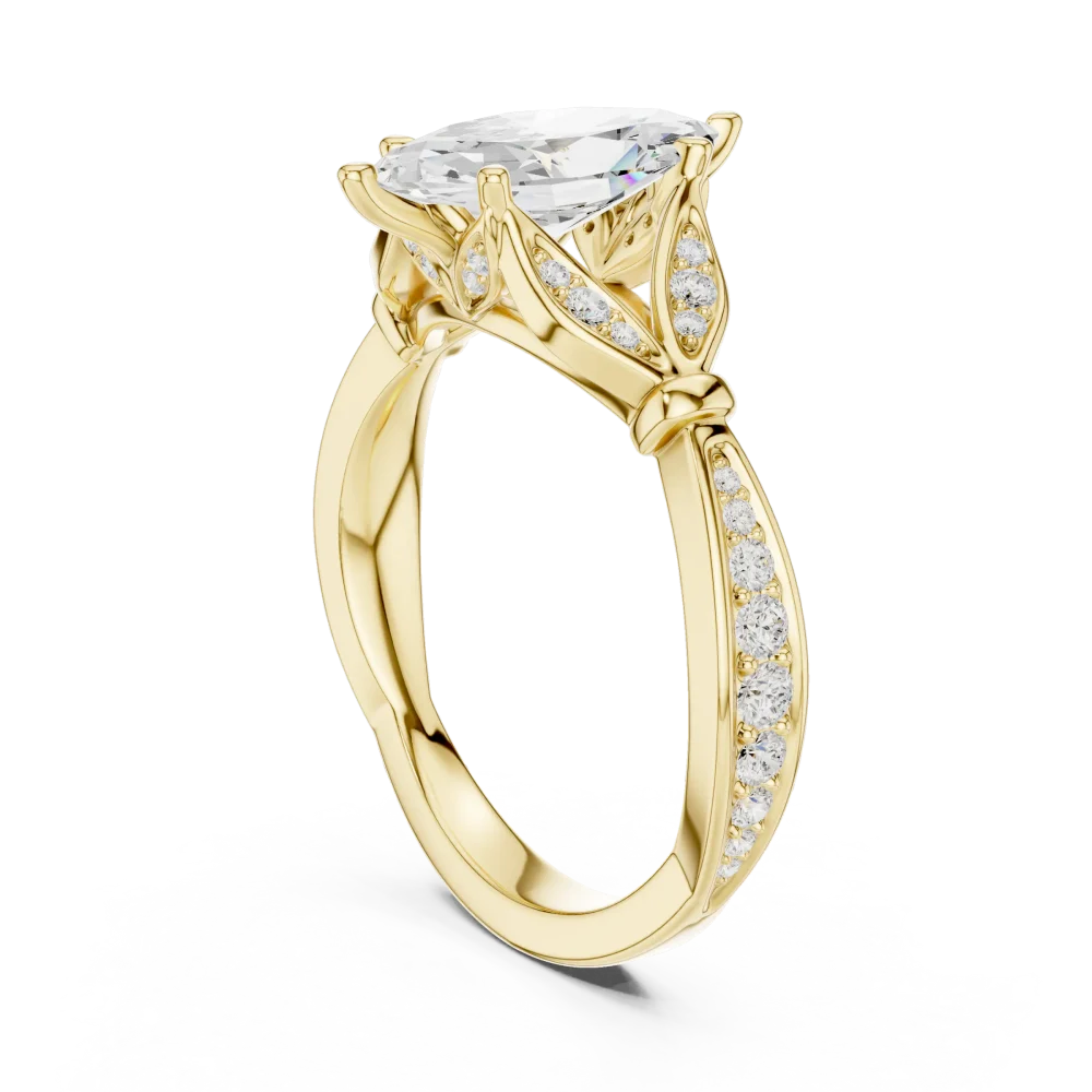 Ethereal Marquise Solitaire Engagement Ring with Pavé Accents - Image 3