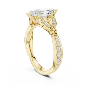 Ethereal Marquise Solitaire Engagement Ring with Pavé Accents - Image 3