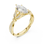 Ethereal Marquise Solitaire Engagement Ring with Pavé Accents