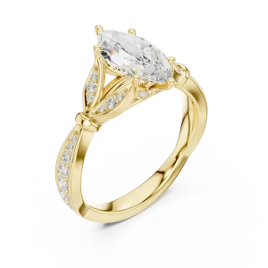 Ethereal Marquise Solitaire Engagement Ring with Pavé Accents