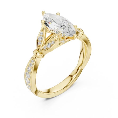Ethereal Marquise Solitaire Engagement Ring with Pavé Accents