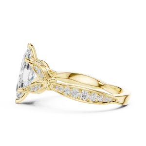 Ethereal Marquise Solitaire Engagement Ring with Pavé Accents - Image 4