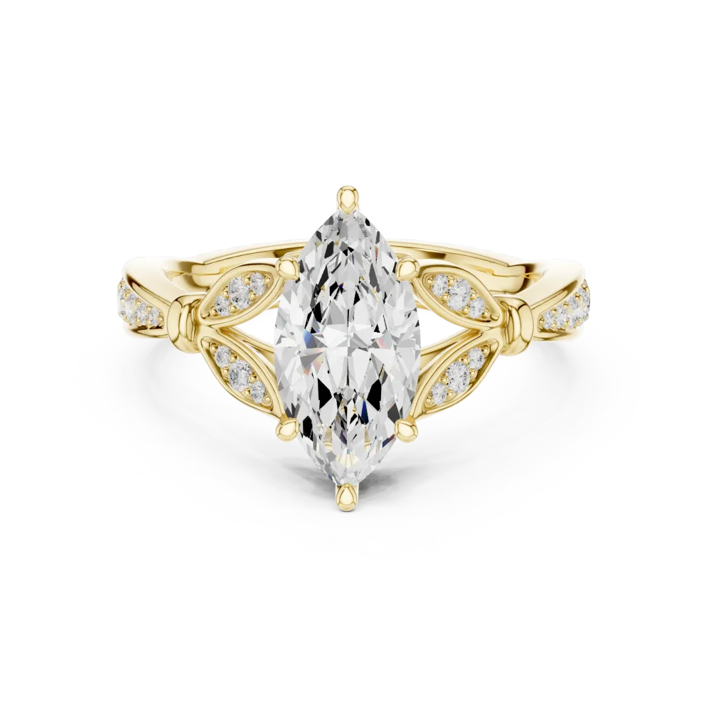 Ethereal Marquise Solitaire Engagement Ring with Pavé Accents - Image 2