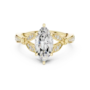 Ethereal Marquise Solitaire Engagement Ring with Pavé Accents - Image 2