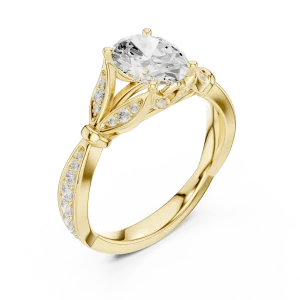 Essence Oval Cut Solitaire Ring with Scintillating Pavé Accents