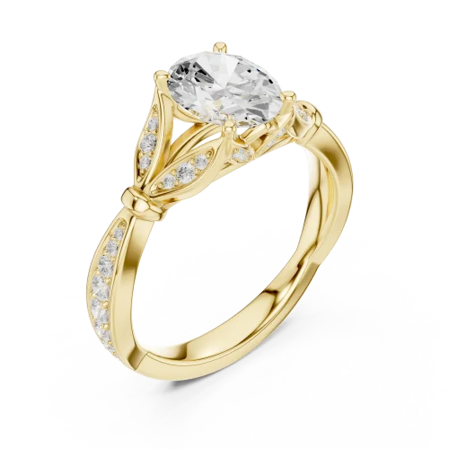 Essence Oval Cut Solitaire Ring with Scintillating Pavé Accents